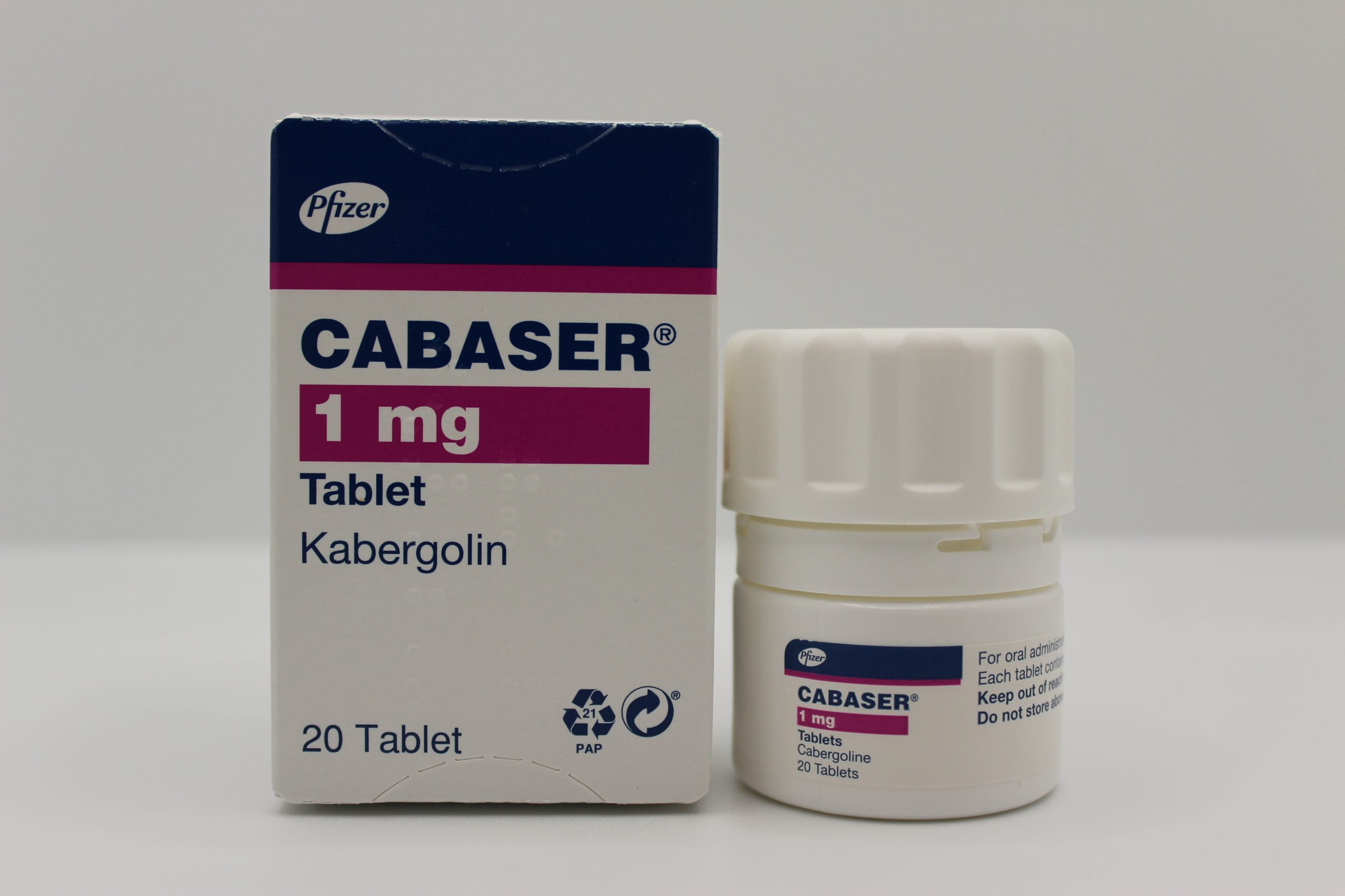 Cabaser_1mg-scaled-1-1.jpg Pfizer Cabaser (Cabergoline) 1mg 20xTablets - Image 1